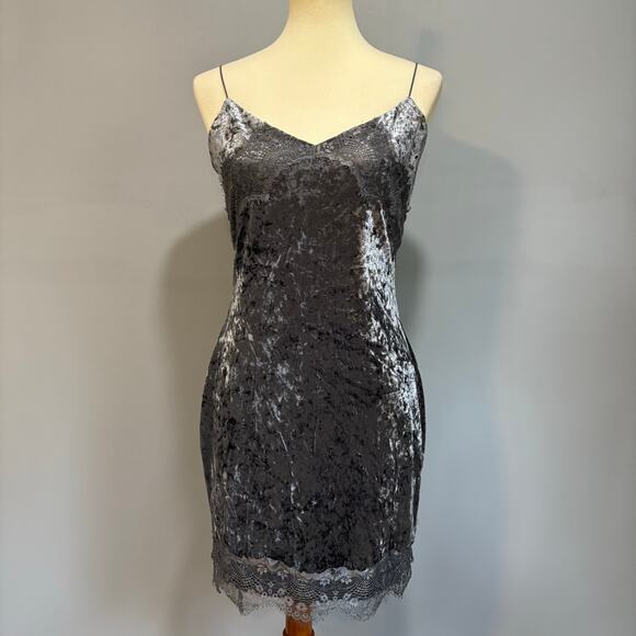 Vintage Guess crushed velvet and lace mini dress, size - Picture 1 of 9